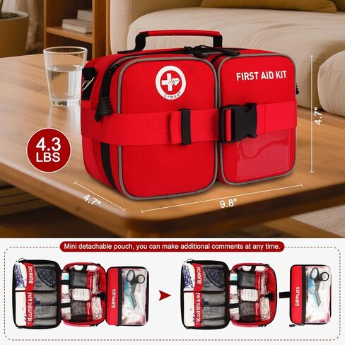 516 Piece First Aid Kit for Car, Travel & Home - Large Professional Waterproof Compact Labeled Emergency Kit with Molle Shoulder Strap Backpack for Camping, Hiking & Survival in Saudi Arabia