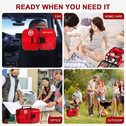516 Piece First Aid Kit for Car, Travel & Home - Large Professional Waterproof Compact Labeled Emergency Kit with Molle Shoulder Strap Backpack for Camping, Hiking & Survival in Saudi Arabia