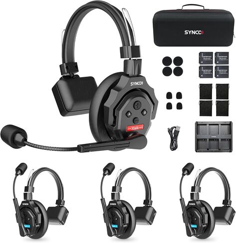 SYNCO XTALK X9 Wireless Communication Headset System, Full Duplex 2.4GHz Wireless Headset with 24H Battery Life 350M/1148FT Real-time Monitoring, Wireless-Headset-Intercom-for-Communication in Kuwait