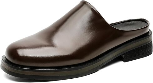 الرجال براءات الاختراع والجلود الانزلاق على البغال والقباقيب مريحة تنفس عارية الذراعين المتسكعون عادية لينة وحيد البطاطس أحذية شبشب منزل in Kuwait