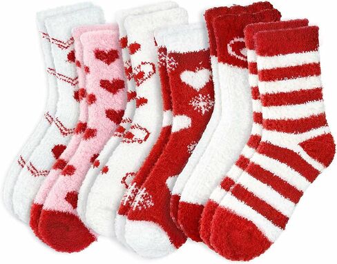 6 أزواج من الجوارب النسائية، جوارب ناعمة دافئة منفوشة، جوارب نوم سميكة للبالغين، هدايا عيد الحب، الشتاء in Kuwait