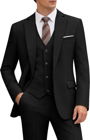 WULFUL Men's 3 Piece Slim Fit Suit Set One Button Blazer Jacket Pants Tuxedo Set for Party Wedding and Business in Saudi Arabia