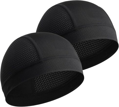 2 Pack Cooling Skull Cap Breathable Beanie for Running, Cycling, Motorcycling & Outdoor Sports for Men & Women Black in Saudi Arabia
