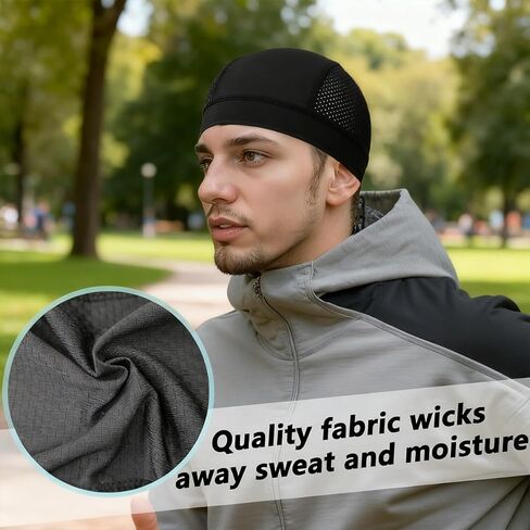 2 Pack Cooling Skull Cap Breathable Beanie for Running, Cycling, Motorcycling & Outdoor Sports for Men & Women Black in Saudi Arabia