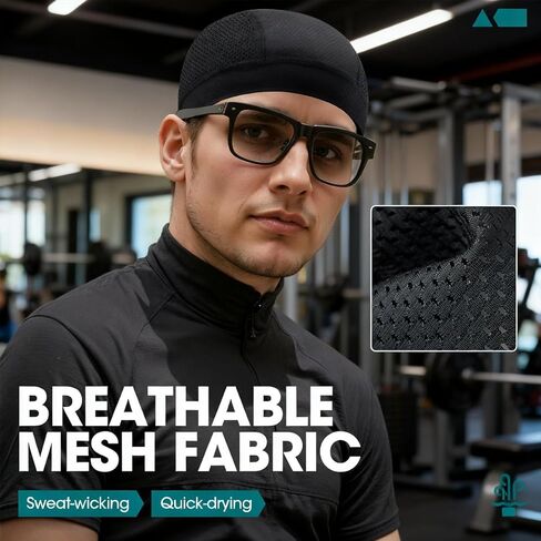 2 Pack Cooling Skull Cap Breathable Beanie for Running, Cycling, Motorcycling & Outdoor Sports for Men & Women Black in Saudi Arabia