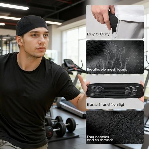 2 Pack Cooling Skull Cap Breathable Beanie for Running, Cycling, Motorcycling & Outdoor Sports for Men & Women Black in Saudi Arabia