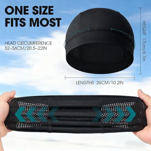 2 Pack Cooling Skull Cap Breathable Beanie for Running, Cycling, Motorcycling & Outdoor Sports for Men & Women Black in Saudi Arabia