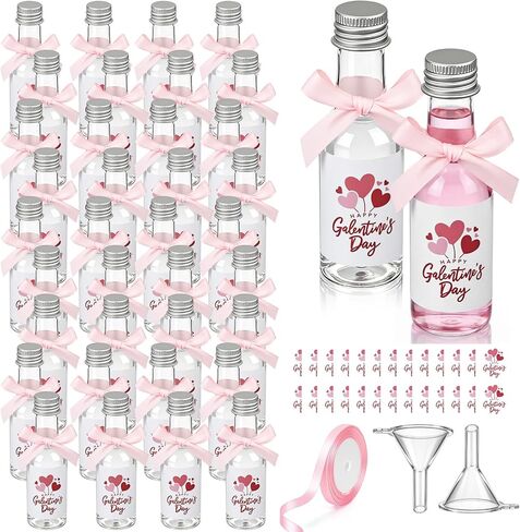 36 Pack Galentine’s Day Gifts, 1.7oz Galentine's Day Mini Liquor Bottles Set Include 36 Plastic Bottles with Lids 50 stickers 2 Funnels and 1 Ribbon for Galentine's Party Supplies and Decoration Favor in Saudi Arabia