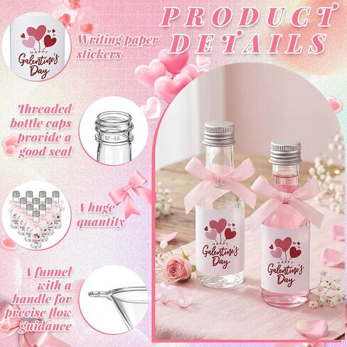 36 Pack Galentine’s Day Gifts, 1.7oz Galentine's Day Mini Liquor Bottles Set Include 36 Plastic Bottles with Lids 50 stickers 2 Funnels and 1 Ribbon for Galentine's Party Supplies and Decoration Favor in Saudi Arabia