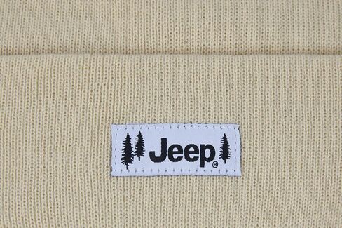 Jeep Pines Logo Embroidered Patch Flip Knit Beanie Hat - Flaxen Yellow in Saudi Arabia