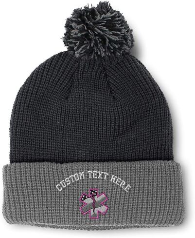 Speedy Pros Pom Pom Beanies for Women Paramedic Pink EMT Embroidery Skull Cap Winter Hats for Men Acrylic 1 Size in Saudi Arabia