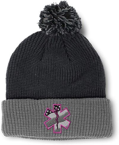 Speedy Pros Pom Pom Beanies for Women Paramedic Pink EMT Embroidery Skull Cap Winter Hats for Men Acrylic 1 Size in Saudi Arabia