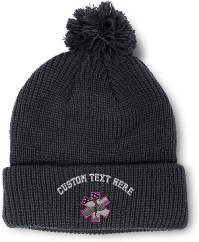 Speedy Pros Pom Pom Beanies for Women Paramedic Pink EMT Embroidery Skull Cap Winter Hats for Men Acrylic 1 Size in Saudi Arabia