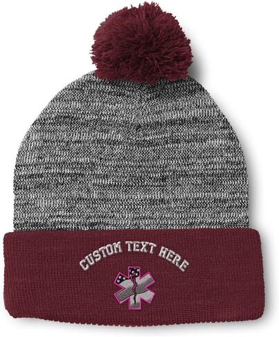 Speedy Pros Pom Pom Beanies for Women Paramedic Pink EMT Embroidery Skull Cap Winter Hats for Men Acrylic 1 Size in Saudi Arabia