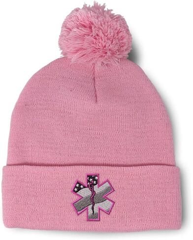 Speedy Pros Pom Pom Beanies for Women Paramedic Pink EMT Embroidery Skull Cap Winter Hats for Men Acrylic 1 Size in Saudi Arabia