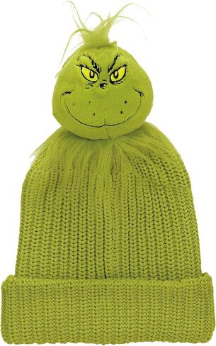 Department 56 Dr. Seuss Grinch Smirking Pom Beanie Hat, Green in Saudi Arabia