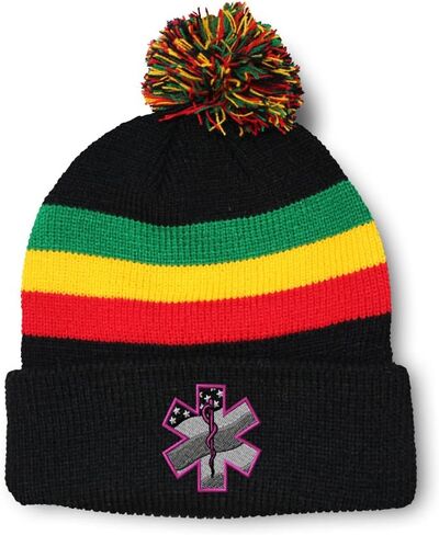 Speedy Pros Pom Pom Beanies for Women Paramedic Pink EMT Embroidery Skull Cap Winter Hats for Men Acrylic 1 Size in Saudi Arabia