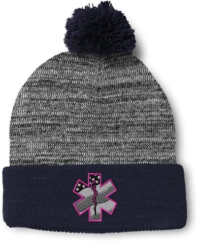 Speedy Pros Pom Pom Beanies for Women Paramedic Pink EMT Embroidery Skull Cap Winter Hats for Men Acrylic 1 Size in Saudi Arabia