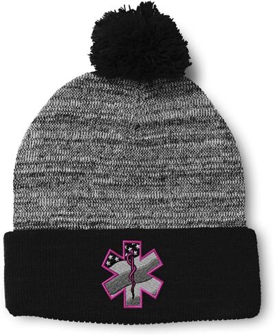 Speedy Pros Pom Pom Beanies for Women Paramedic Pink EMT Embroidery Skull Cap Winter Hats for Men Acrylic 1 Size in Saudi Arabia