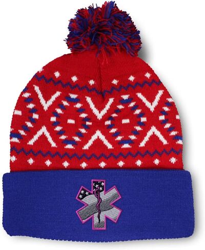 Speedy Pros Pom Pom Beanies for Women Paramedic Pink EMT Embroidery Skull Cap Winter Hats for Men Acrylic 1 Size in Saudi Arabia