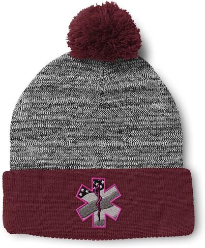Speedy Pros Pom Pom Beanies for Women Paramedic Pink EMT Embroidery Skull Cap Winter Hats for Men Acrylic 1 Size in Saudi Arabia