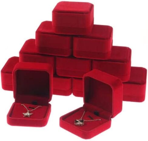 RJ Displays-6 Piece Premium Quality Black Velvet Pendant Earring Necklace Jewelry Box. Storage Gift Jewelry Display Box for Engagement Wedding Anniversary Jewelry Gift Box in Kuwait