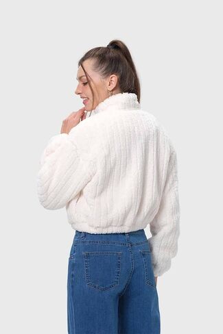 FASHIONSPARK Womens Sherpa Fleece Jacket Cropped Zip Up Fuzzy Teddy Bear Coat Winter Warm Chunky Outerwear in Saudi Arabia