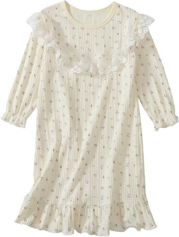 KISBINI الفتيات الصغيرات القطن قمصان النوم الفراولة طويلة الأكمام الأميرة بيجامة فستان لطيف للفتيات in Kuwait