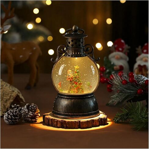 Christmas Snow Globe Lantern - Lighted Musical Water Globes with 6H Timer, Glittering Swirling Santa & Gnomes Scene, Battery/USB Powered Holiday Decoration for Indoor Christmas Decor & Gifts in Kuwait