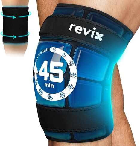 REVIX Extra Large Knee Ice Pack Wrap Around Entire Knee, 45-Minute Long-Lasting Ice Pack for Knees with Ice Grid Gel Design, Cold Compress Therapy for Arms, Thighs, Elbows, Calves & Legs (20"×10.7") in Saudi Arabia