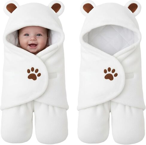 Lilian&Gema Baby Swaddle Blanket Cute Bear Swaddle Wrap for Infants 0-4 Months Newborn Baby Boys Girls Plush Swaddle Blankets Perfect Baby Shower and Registry Gift in Kuwait