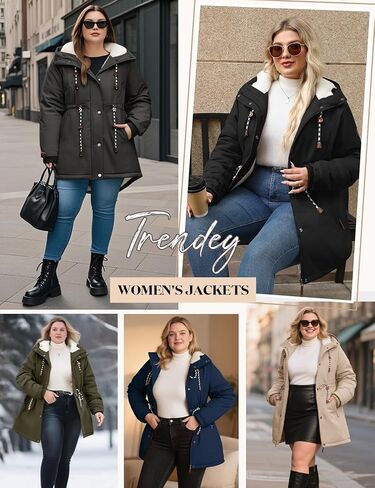 HEEKPEK Women's Plus Size Winter Coat Thicken Parka Fleece Lined Jacket Warm Long Puffer Outerwear Hooded Down Coat in Saudi Arabia