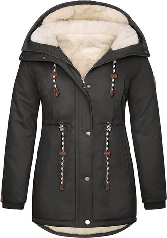 HEEKPEK Women's Plus Size Winter Coat Thicken Parka Fleece Lined Jacket Warm Long Puffer Outerwear Hooded Down Coat in Saudi Arabia