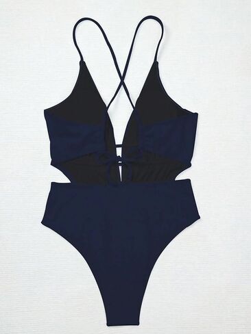 Womens High Stretch Criss-Cross One Piece Swimsuit Plunging Neck Backless Monokini for Beach and Vacation in Saudi Arabia