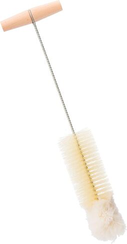 Redecker Tampico Fiber and Wool Soda Stream Bottle Brush with Beechwood Handle, Unique Teardrop Shape Easily Cleans Bottles, Jars and Specialty Glassware, 12-inches, Made in Germany in Saudi Arabia