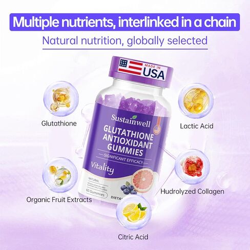 مكمل الجلوتاثيون الشحمي، 500 مجم في كل جرعة، الجلوتاثيون النقي L، مركب الفوسفوليبيد، مضاد أكسدة عالي الامتصاص لمقاومة الشيخوخة وإزالة السموم من البشرة، 60 علكة نباتية غير معدلة وراثيًا in Kuwait