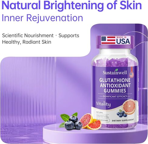 مكمل الجلوتاثيون الشحمي، 500 مجم في كل جرعة، الجلوتاثيون النقي L، مركب الفوسفوليبيد، مضاد أكسدة عالي الامتصاص لمقاومة الشيخوخة وإزالة السموم من البشرة، 60 علكة نباتية غير معدلة وراثيًا in Kuwait