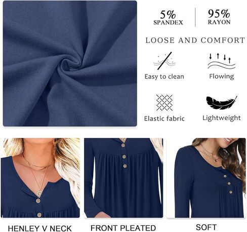Aodemo Women's Fall Long Sleeve Tunic Tops Henley Shirts Button Down Blouses in Saudi Arabia