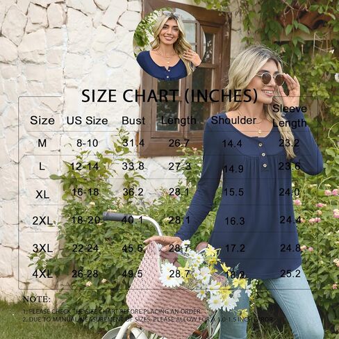 Aodemo Women's Fall Long Sleeve Tunic Tops Henley Shirts Button Down Blouses in Saudi Arabia