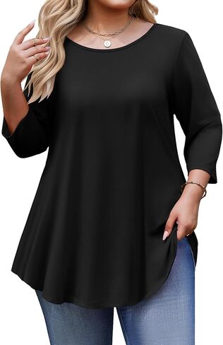 IN'VOLAND Plus Size Tops for Women 3/4 Sleeve Loose Shirts to Wear with Leggings Summer Fall 2025 Clothes in Saudi Arabia