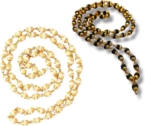 LOVENSPIRE Tulsi Mala Necklace 4.8mm Holy Basil Beads Tibetan Buddhist Rosary Tulsi Neck Mala with Gold Caps for Pooja Meditation Yoga Hare Rama Hare Krishna Prayer Beads in Saudi Arabia