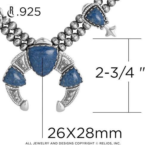 American West Jewelry Sterling Silver Women's Necklace Choice Of Gemstone Color Squash Blossom Design 18 to 21 Inch in Saudi Arabia