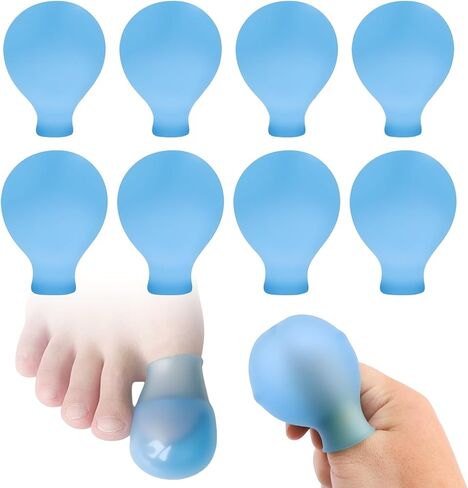 عبوة من 8 أغطية مقاومة للماء لأصابع القدم والأصابع - غطاء لأصابع القدم وحاميات الأصابع، وأكمام استحمام للقوالب والضمادات والعناية بالأظافر، واقيات استحمام قابلة لإعادة الاستخدام للباديكير والمانيكير (4 كبيرة + 4 صغيرة) in Kuwait