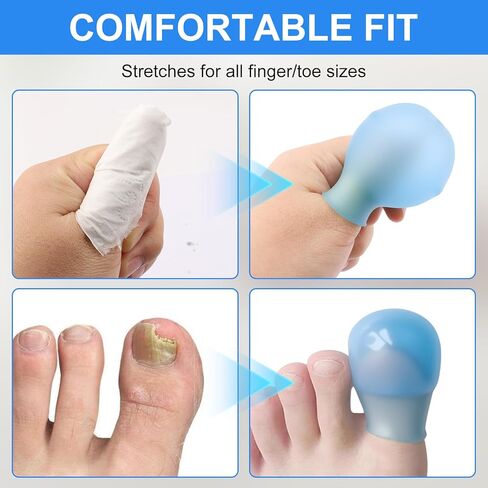 عبوة من 8 أغطية مقاومة للماء لأصابع القدم والأصابع - غطاء لأصابع القدم وحاميات الأصابع، وأكمام استحمام للقوالب والضمادات والعناية بالأظافر، واقيات استحمام قابلة لإعادة الاستخدام للباديكير والمانيكير (4 كبيرة + 4 صغيرة) in Kuwait