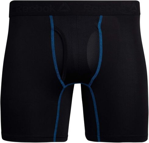Reebok Men's Boxer Briefs - 4 Pack Soft Performance Boxers for Men with Fly Pouch - Quick Dry Active Mens Underwear Pack S-XL, Size Large, Blacks in Saudi Arabia