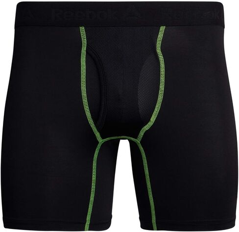 Reebok Men's Boxer Briefs - 4 Pack Soft Performance Boxers for Men with Fly Pouch - Quick Dry Active Mens Underwear Pack S-XL, Size Large, Blacks in Saudi Arabia