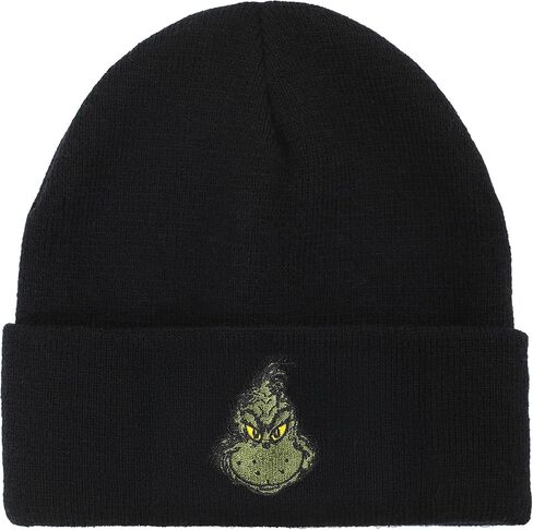 Bioworld The Grinch Embroidery Black Acrylic Yarn Standard Cuff Beanie in Saudi Arabia