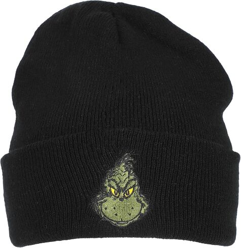 Bioworld The Grinch Embroidery Black Acrylic Yarn Standard Cuff Beanie in Saudi Arabia