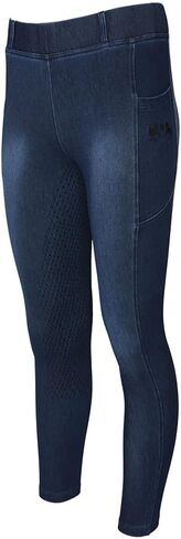 Equine Couture Ladies Denim Full Seat Silicon Tights with Phone Pocket in Saudi Arabia