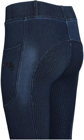 Equine Couture Ladies Denim Full Seat Silicon Tights with Phone Pocket in Saudi Arabia